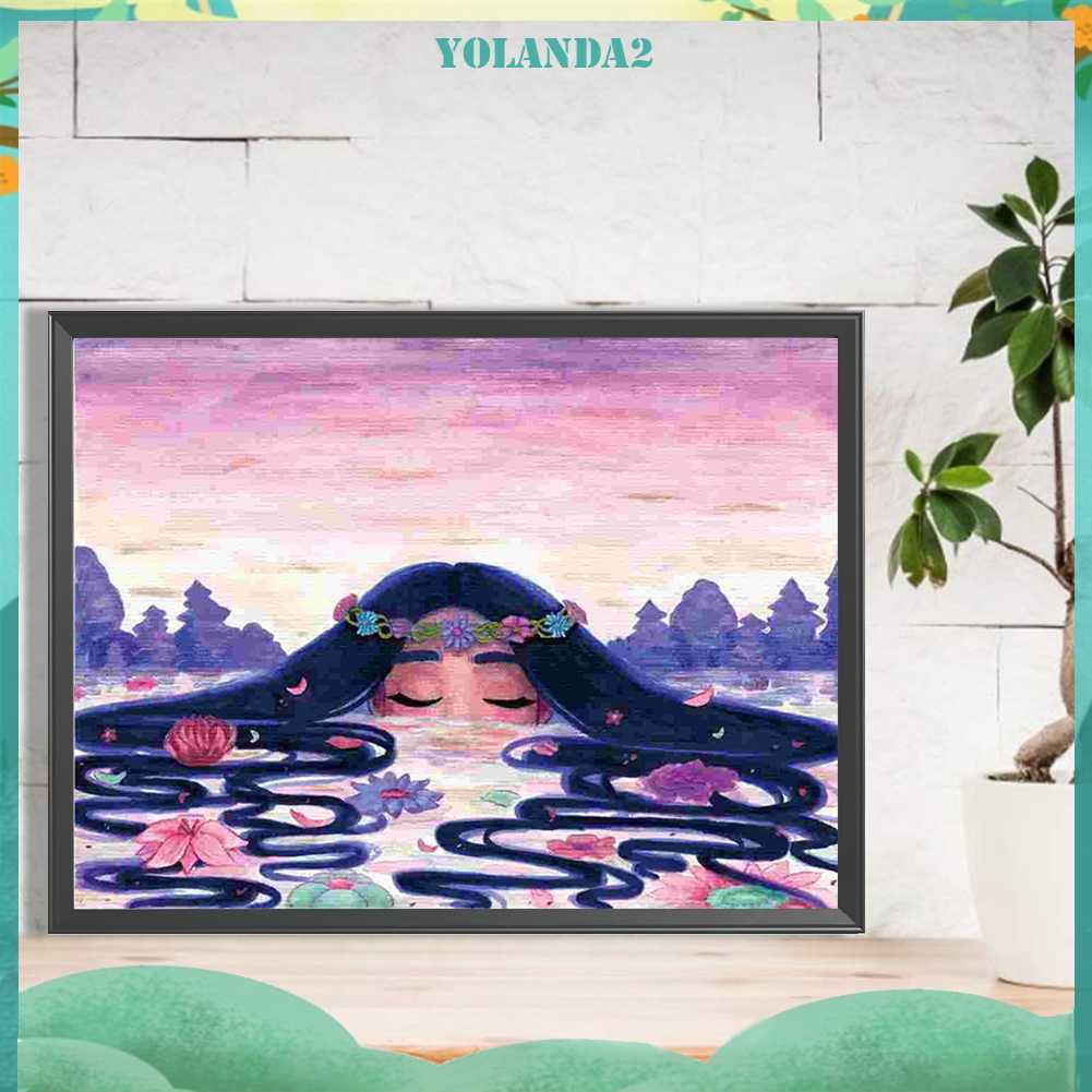 Tranh Đính Đá Kim Cương Toàn Bộ 5D DIY Hình Vẽ Cô Gái Trang Trí Nhà Cửa