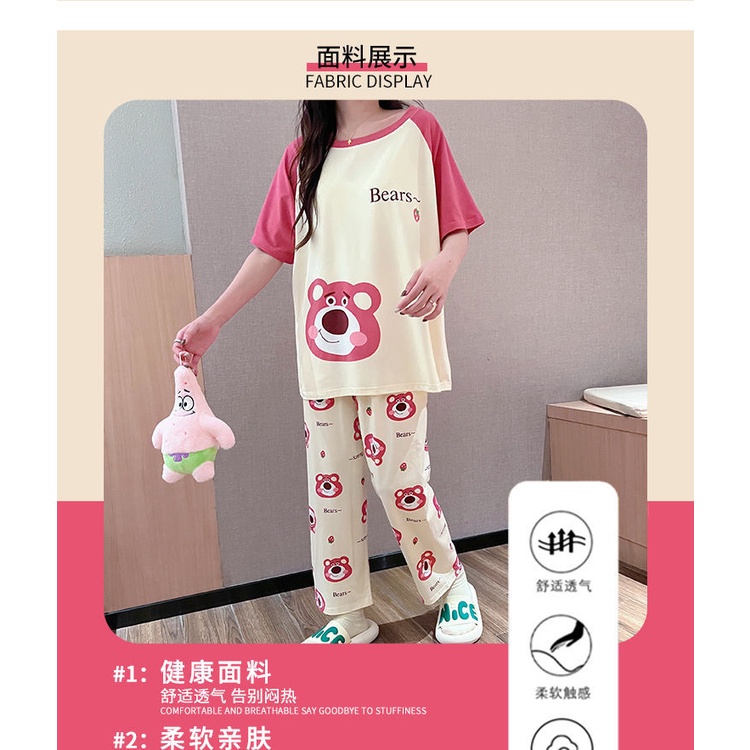 Bộ Đồ Ngủ Ba Món In Họa Tiết Hoạt Hình Dễ Thương Thời Trang Mùa Hè Cho Nữ