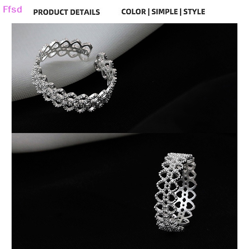 {Ffsd} Nhẫn Hở Hình Trái Tim Rỗng Cảm Giác Chạm Khắc Trang Sức Cho Nữ Bán Chạy