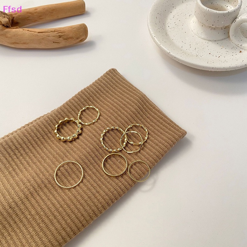 Bộ 8 Nhẫn Mạ Vàng Phong Cách Boho Cổ Điển Thời Trang Cho Nữ