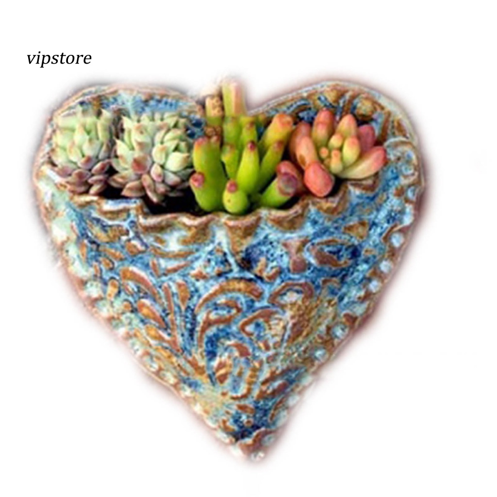 Chậu Trồng Cây Mini Hình Trái Tim Bằng Nhựa Resin Phong Cách Retro