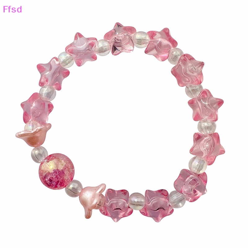 {Ffsd} Ins Vòng Tay Chuỗi Hạt Thủ Công Mềm Mại Dễ Thương Hình Ngôi Sao Năm Cánh Màu Sắc Trong Suốt Dành Cho Nữ Sinh