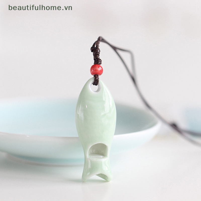 Vòng cổ Mặt Gốm Hình Cá Có Còi Phong Cách Retro