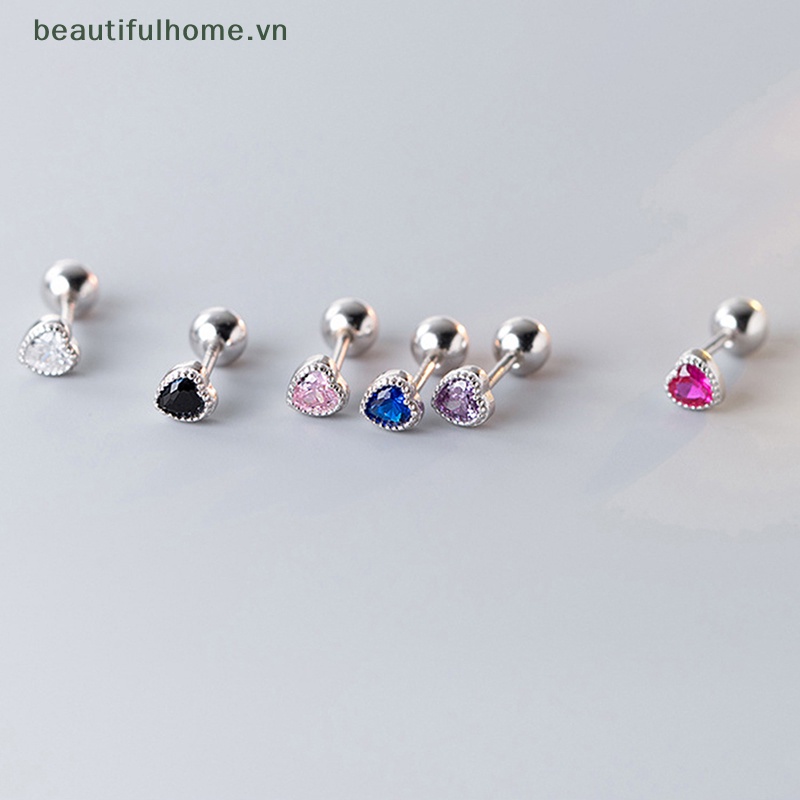 1 Đôi Bông Tai Hình Trái Tim Đính Đá Zircon Thời Trang Dành Cho Nữ
