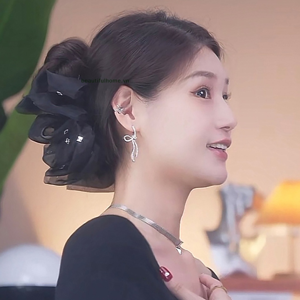 Kẹp Nơ Càng Cua Lớn Đính Đá Pha Lê Thời Trang Cho Nữ