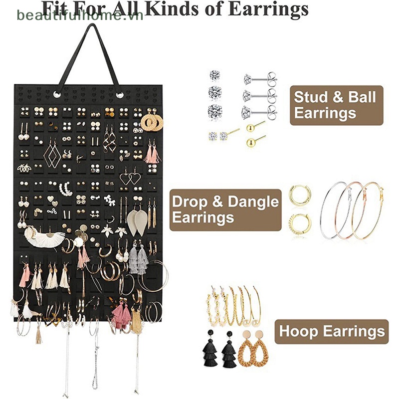 [beautifulhome] Giá Treo Bông Tai / Vòng cổ Bằng Vải Nỉ Mềm Mại Sắp Xếp Gọn Gàng