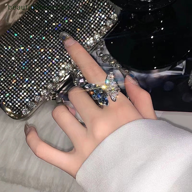 Nhẫn Hình Bướm Bằng Kim Loại Tùy Chỉnh Phong Cách Gothic Thời Trang Cho Nữ