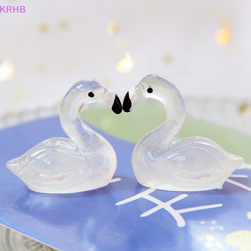 Set 6 Mô Hình Thiên Nga Dạ Quang Mini Bằng Nhựa Resin Trang Trí Nhà Búp Bê Mới