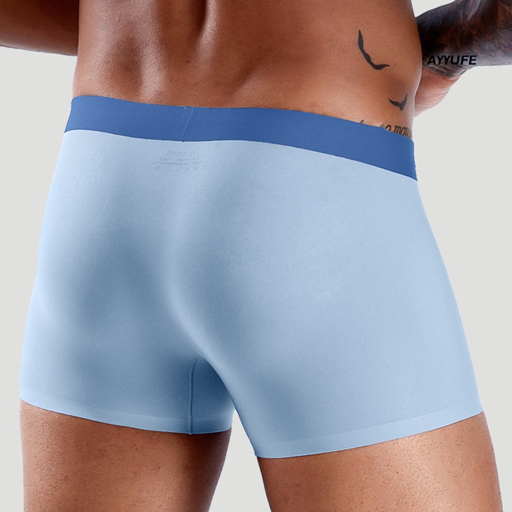 [Ayyfe] Quần Lót Boxer Lụa Lạnh U Lồi Siêu Mỏng Không Để Lại Dấu Vết Phối Lưới Cho Nam