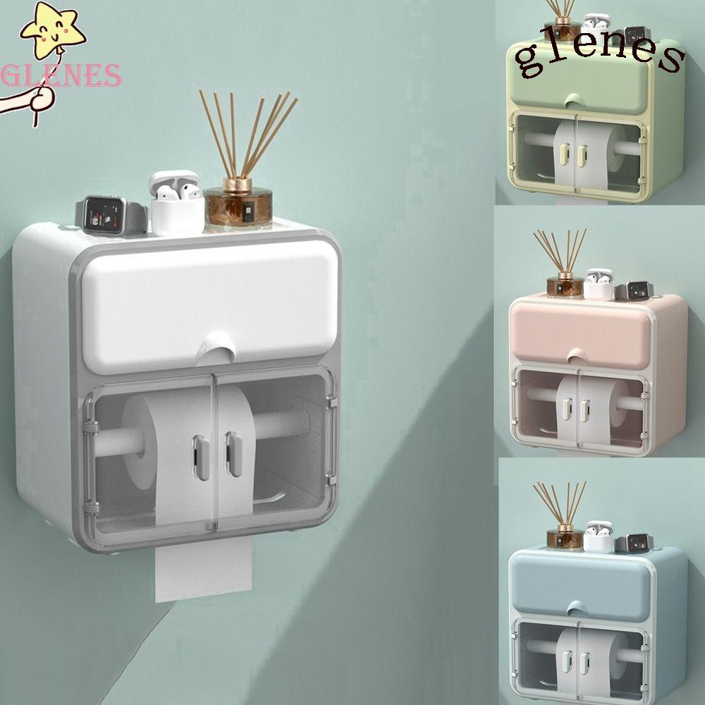 Giá Đỡ Cuộn Giấy Vệ Sinh Gắn Tường Bằng Nhựa Chịu Lực Mạnh Chống Nước Hai Lớp Cho Phòng Tắm