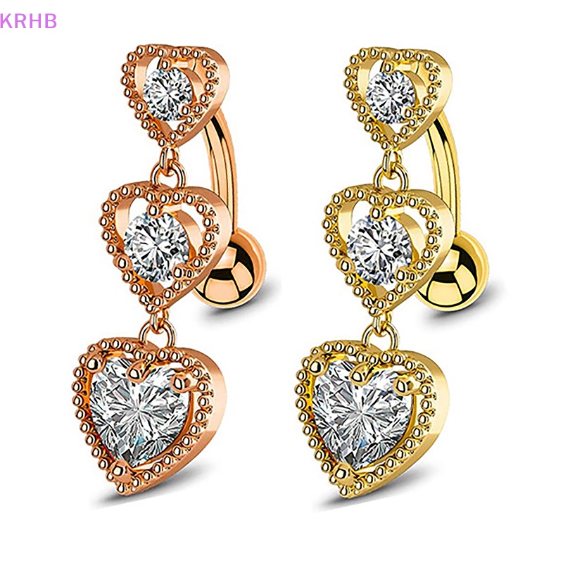 Khuyên Rốn Dáng Dài Đính Đá Zircon Hình Trái Tim Quyến Rũ Cho Nữ Mới