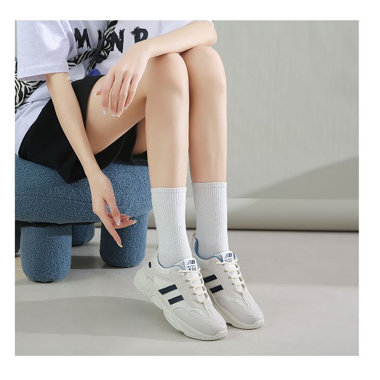 Giày Thể Thao Đế Bằng Phối Lưới Thoáng Khí Thoải Mái Cho Nữ