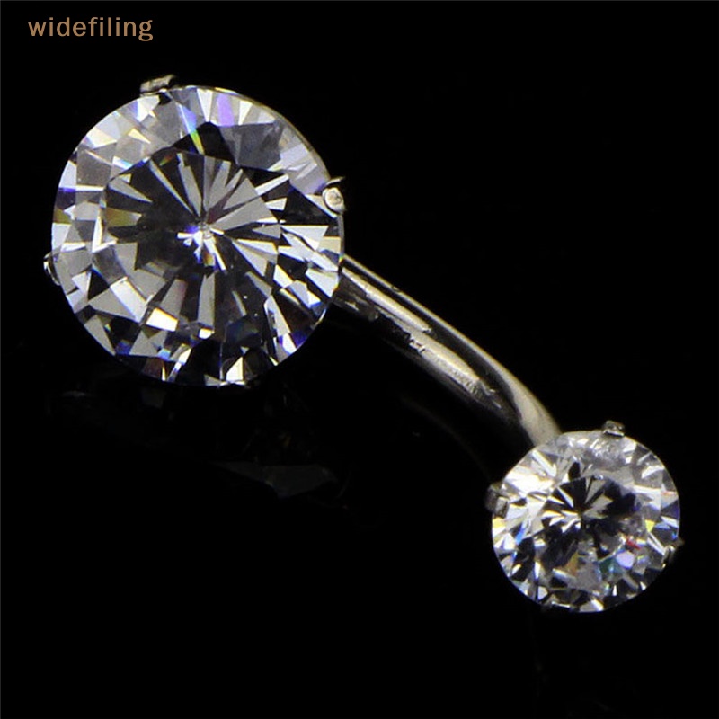 Khuyên Rốn Thép Bản Rộng Đính Đá Pha Lê Đẹp Mắt