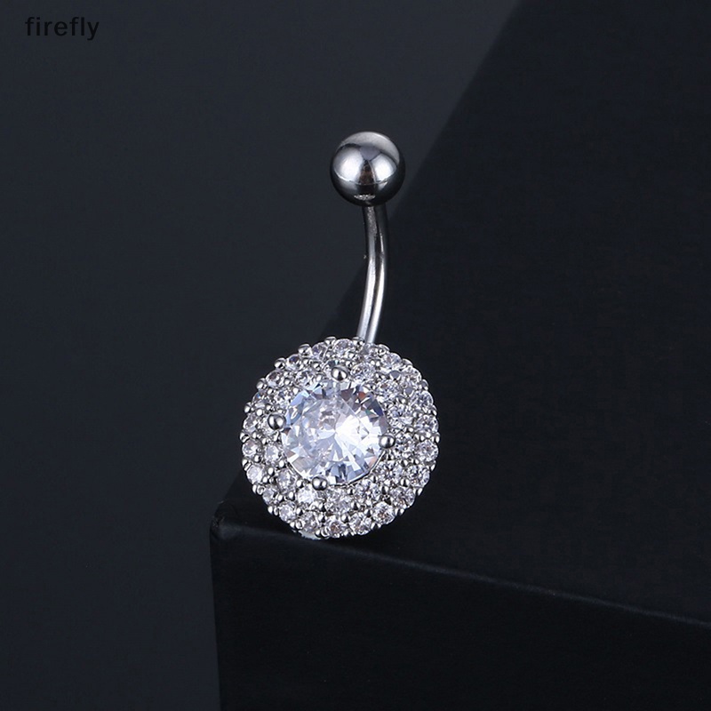 Khuyên Rốn Thép Không Gỉ Hình Hoa Đính Đá Zircon Quyến Rũ