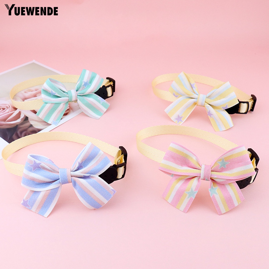 Vòng Cổ Nơ Họa Tiết Sọc Xinh Xắn Cho Thú Cưng