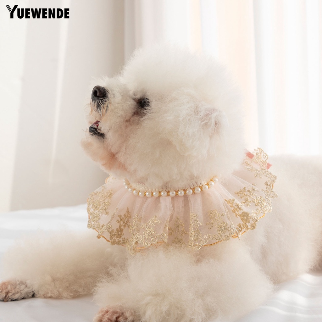 Vòng Cổ Ren Đính Ngọc Trai Nhân Tạo Thoáng Khí Dành Cho Thú Cưng YQ.E