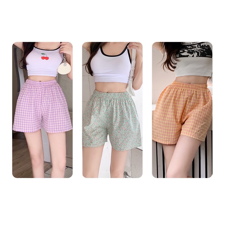 Quần đùi nữ Short Quần hoa Thể Thao Lưng Cao Ống Rộng Họa Tiết Thời Trang Mùa Hè