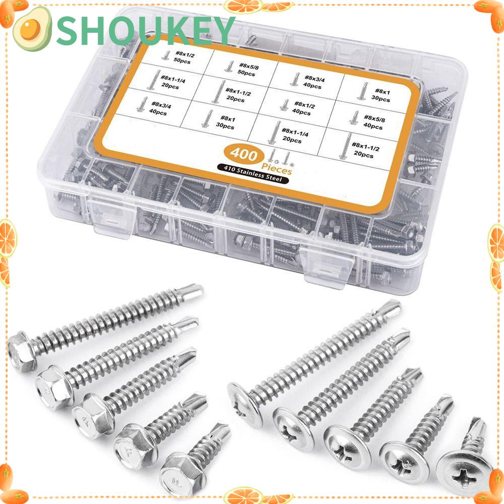 Hộp 400 Ốc Vít Tự Làm Chuyên Dụng Tiện Lợi #Vít Inox 410 8 Ốc Vít 410 Chuyên Dụng Tiện Lợi #8 X 1 / 2 "To 1-1 / 2"|Vít Đầu Truss Tự Khoan Chuyên Dụng Cho Tấm Kim Loại / Thép