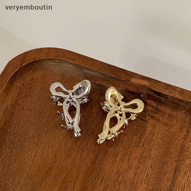 Set 2 Kẹp Tóc Càng Cua Đính Nơ Bằng Kim Loại Đơn Giản Thời Trang Cho Nữ