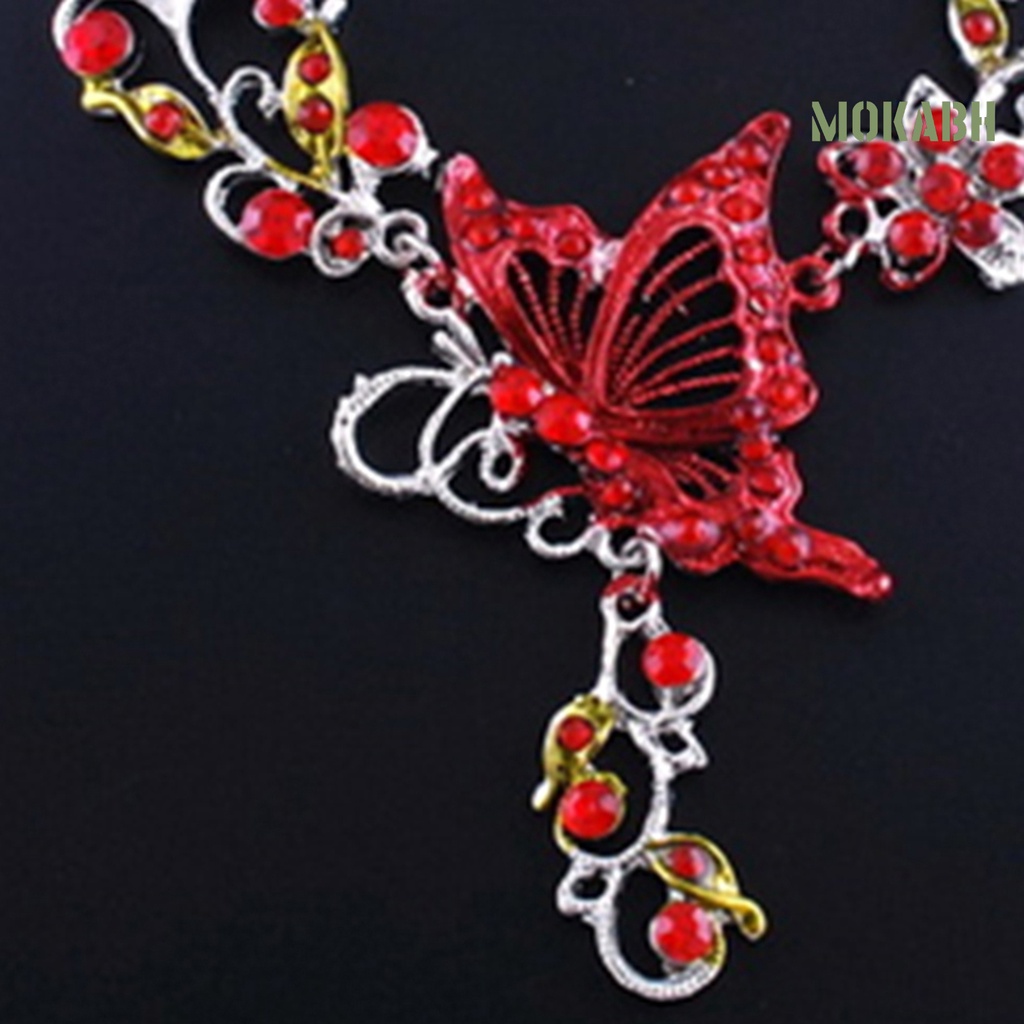 Bộ Vòng cổ + Bông Tai Hình Hoa &amp; Bướm Cổ Điển Cho Nữ