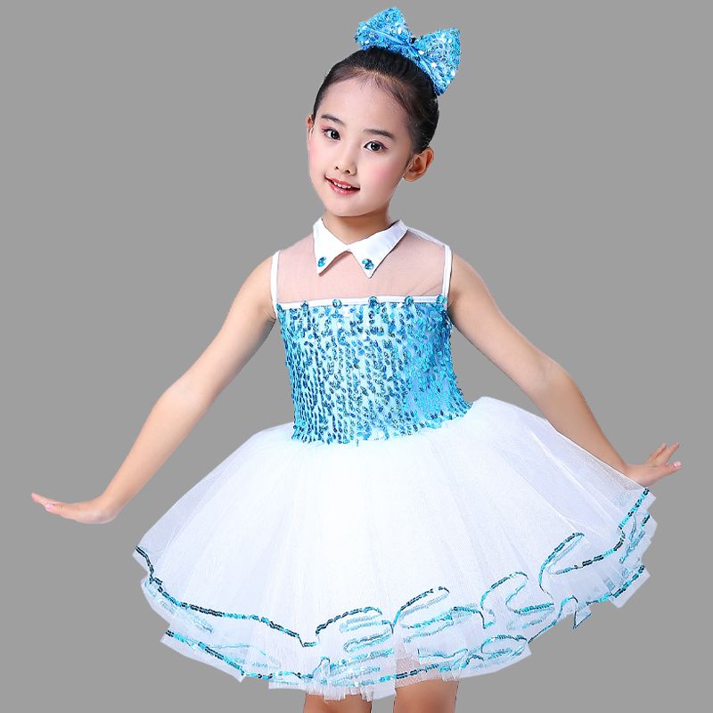 Quần áo trẻ em mẫu giáo váy khiêu vũ cô gái biểu diễn sequined khiêu vũ váy công chúa học sinh tiểu học biểu diễn mặc