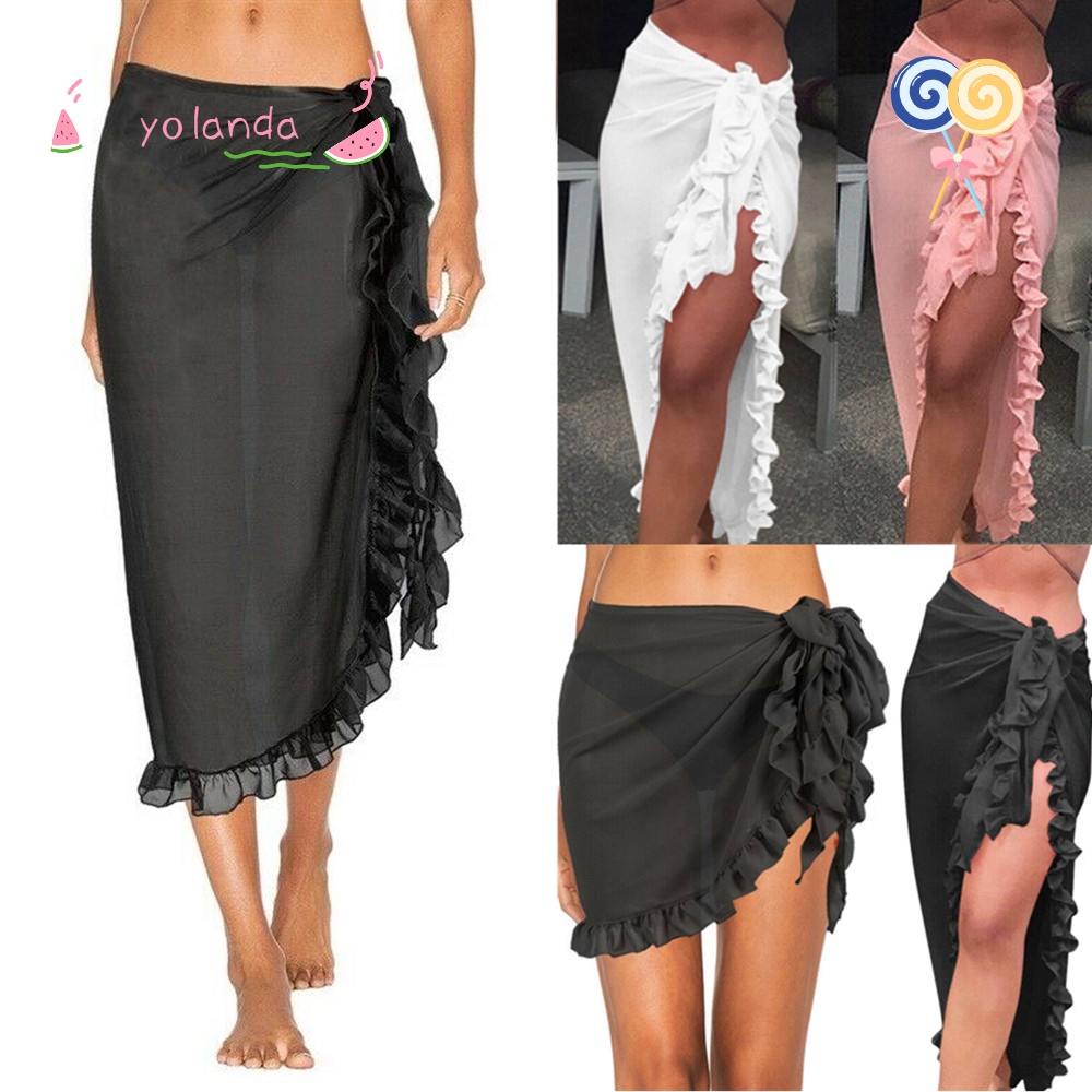 Bộ Đồ Bơi Quấn Người Sarong Thiết Kế Nhún Bèo Thời Trang Cho Nữ