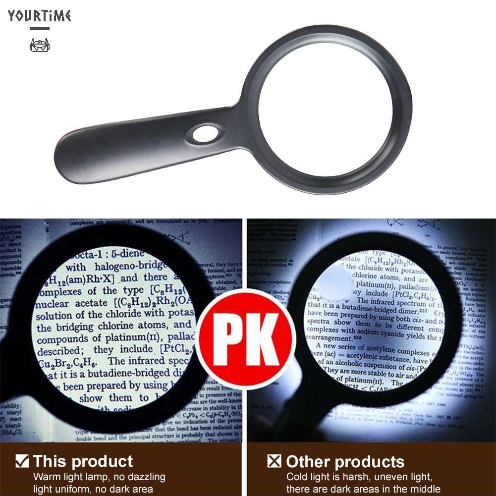 Kính Lúp Cầm Tay Phóng Đại 10X Có Đèn Dùng Đọc Sách Tiện Dụng