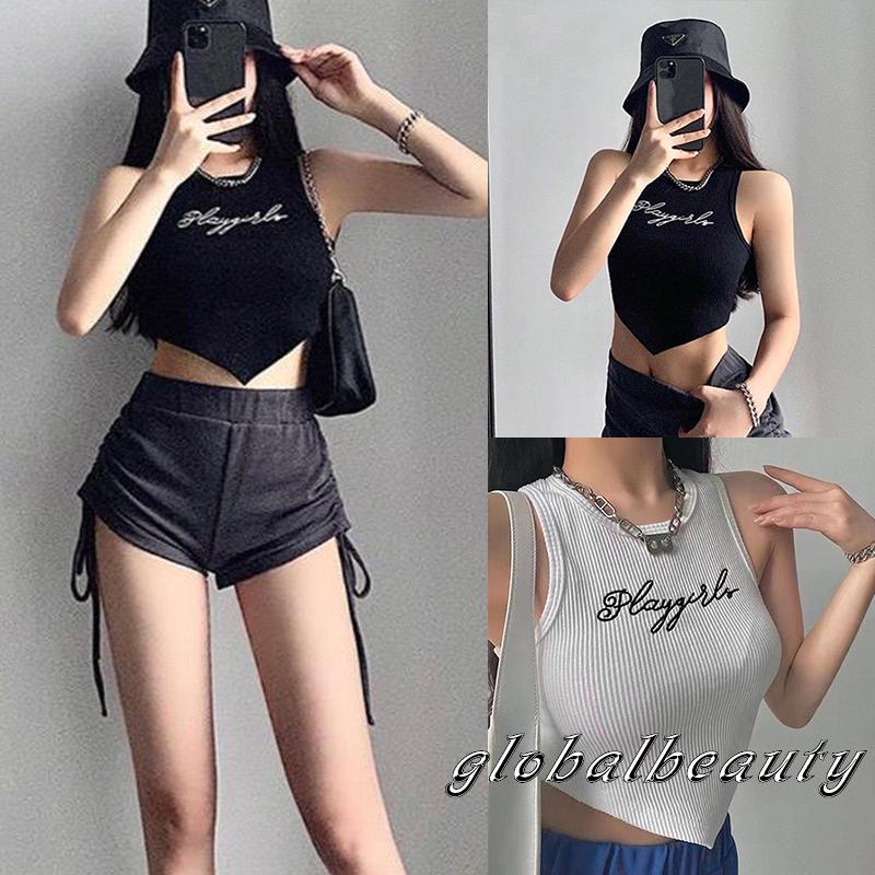 Áo Tank Top Không Tay Cổ Tròn Thêu Chữ Thời Trang Mùa Hè Dành Cho Nữ