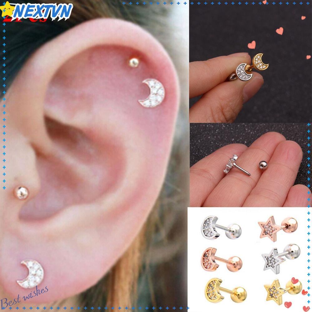 Khuyên Xỏ Sụn Tai Bằng Thép Phẫu Thuật Thời Trang