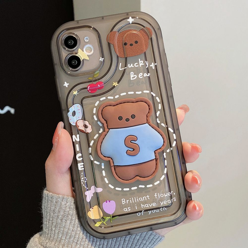 Ốp Điện Thoại TPU Mềm Hình Gấu Thỏ 3D Cho Iphone 11 14 13 12 Pro Max Xr Xs Max 7 8 Plus Se