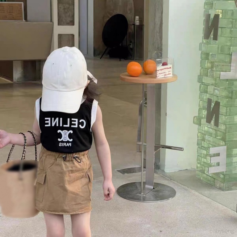 Set Áo Thun Sát Nách + Quần Short Lụa Thời Trang Mùa Hè Cho Bé Gái