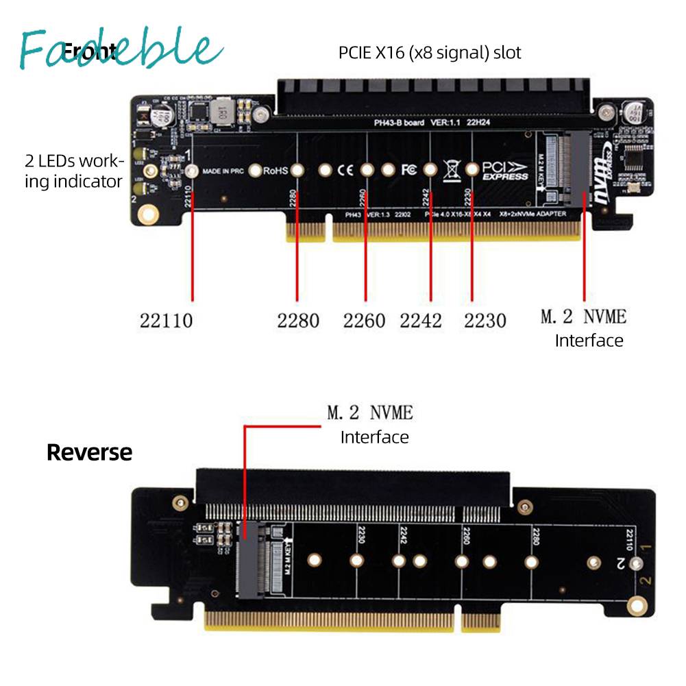 Thẻ Mở Rộng PCIe X16 Sang X8 + X4 + X4 2280 / 2260 / 2242 / 2230 SSD