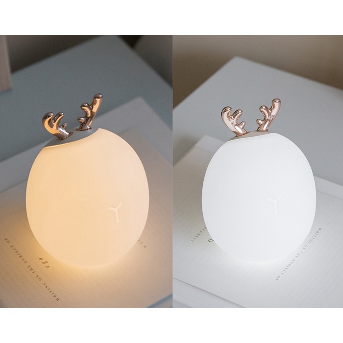 Đèn Ngủ LED Hình Thỏ / Hươu / Nai Bằng Silicon Mềm Có Thể Sạc Lại Bằng Cổng USB Dành Cho Phòng Ngủ Trẻ Em