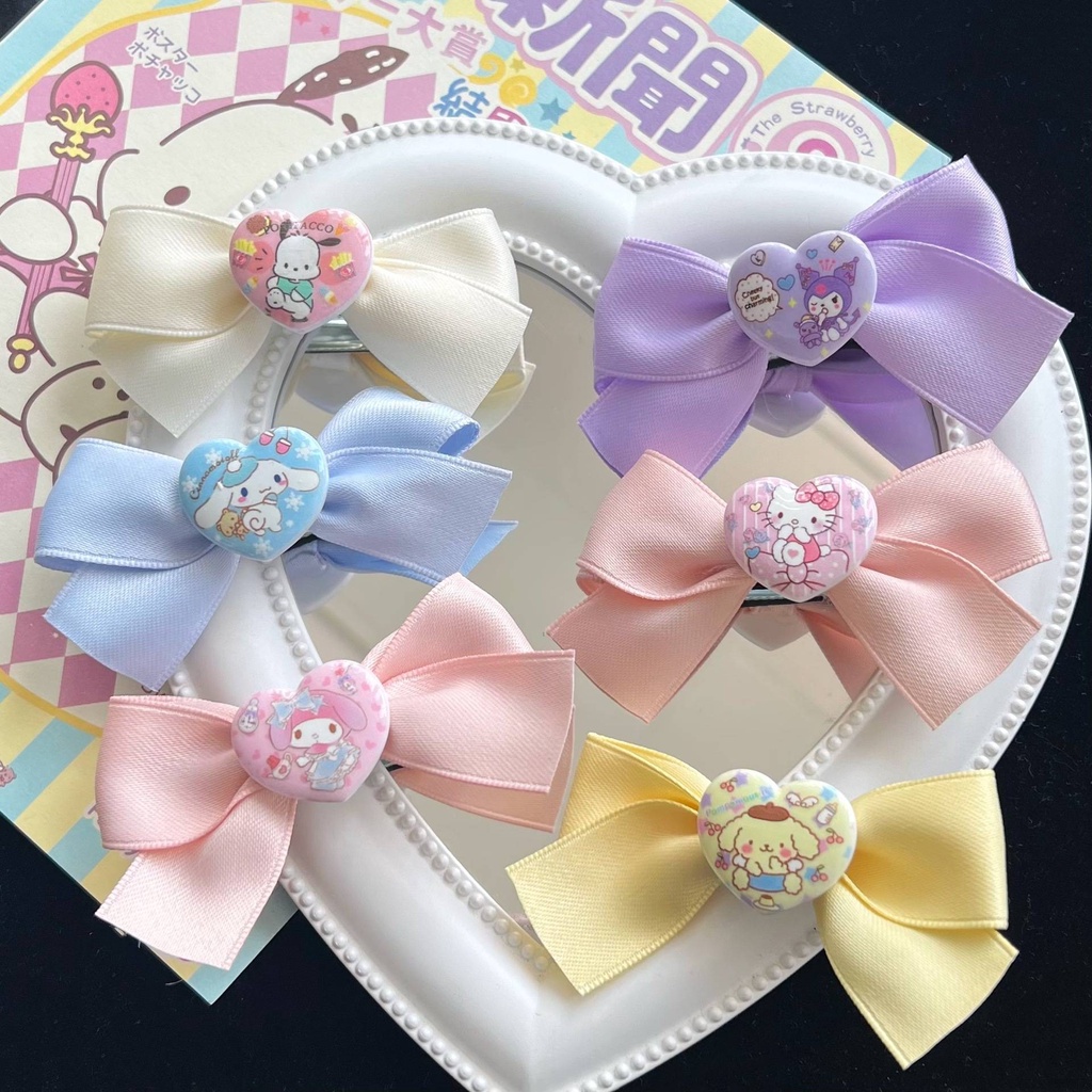 Kẹp Tóc Nơ Hoạt Hình Sanrio Kuromi Cinnamon Pochacco Hello Kitty Ngọt Ngào Đáng Yêu Thời Trang Cho Bé Gái