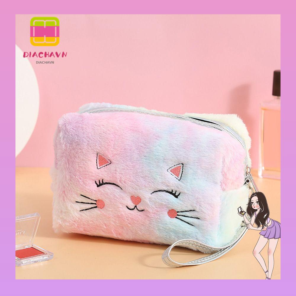 Túi Đựng Mỹ Phẩm Phối Lông Kiểu Hoạt Hình Dễ Thương Cho Bạn Gái
