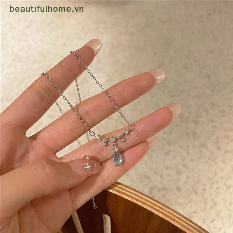 [beautifulhome] Vòng cổ Đính Đá Mặt Trăng Hình Giọt Nước Sáng Tạo Thời Trang Cho Nữ [beauty]