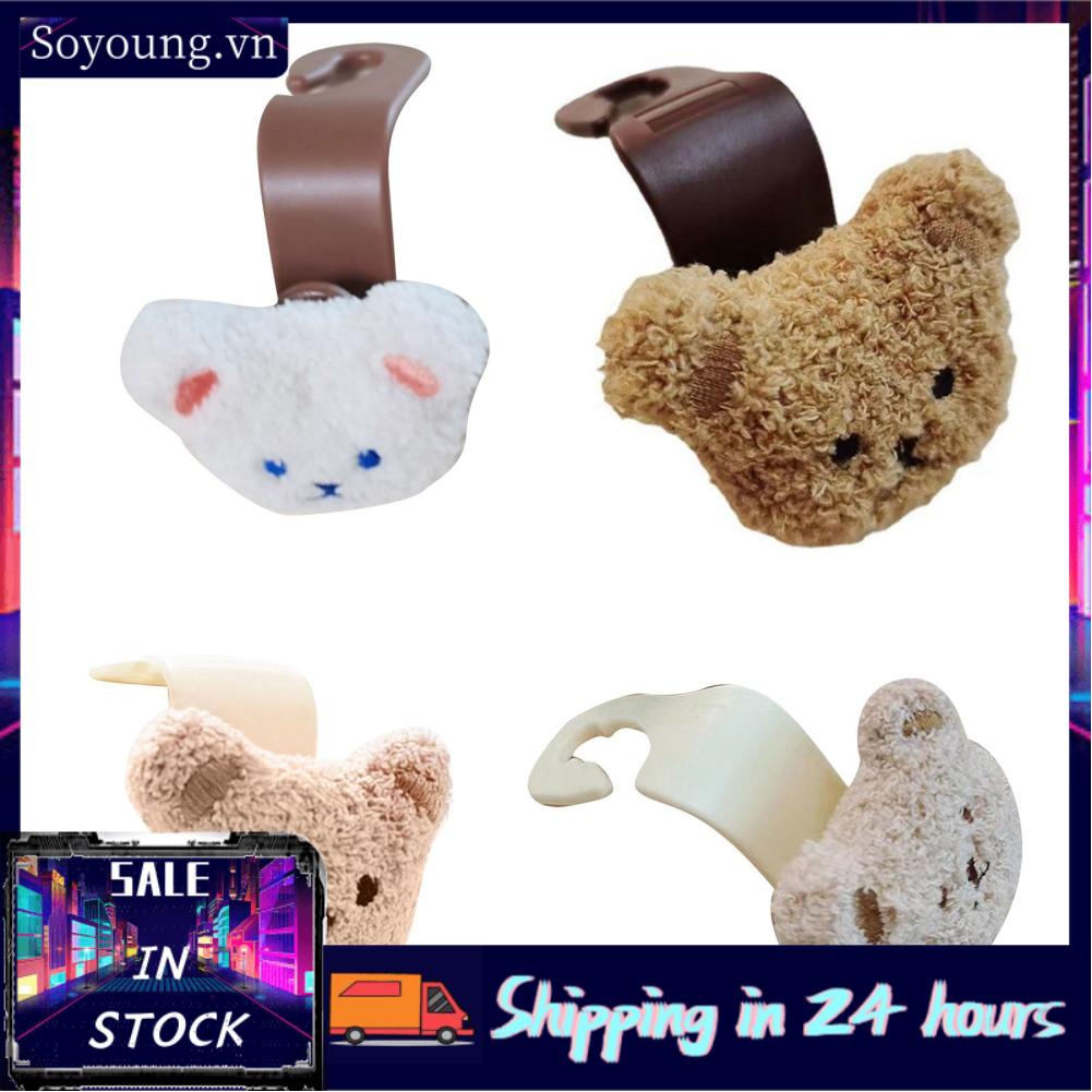 Soyoung Car Purse Hook  Easy Mounting Cute Little Bear Style Headrest Rounded Edges for Water Bottles