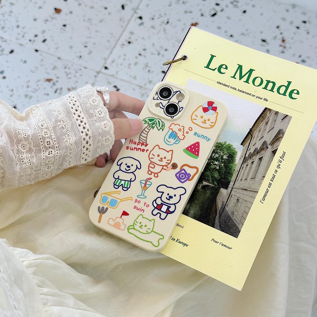 Ốp Điện Thoại Mềm Hình Mèo Hoạt Hình Đơn Giản Chống Sốc Cho iphone 12 13 11 14 Pro Max 12Pro 13Pro