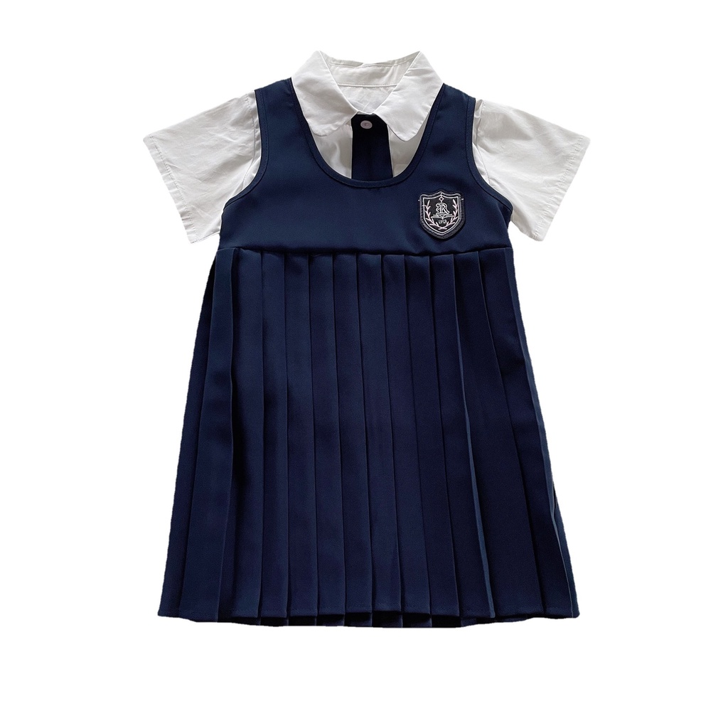 Bộ Áo Sơ Mi Tay Dài Và Váy Yếm Phong Cách Mới Dành Cho Trẻ Em