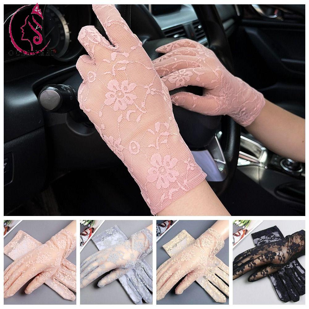 OCEANMAP Găng Tay Ren Lưới Mỏng Thêu Hoa Thời Trang Biểu Diễn Cho Nữ