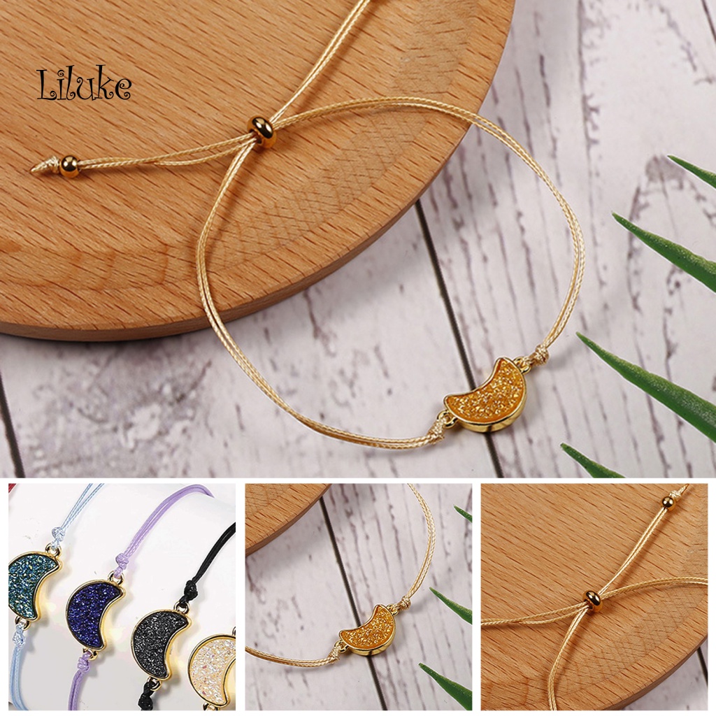 Vòng Tay Hợp Kim Họa Tiết Mặt Trăng Bắt Mắt Đính Đá Thời Trang Cho Nữ