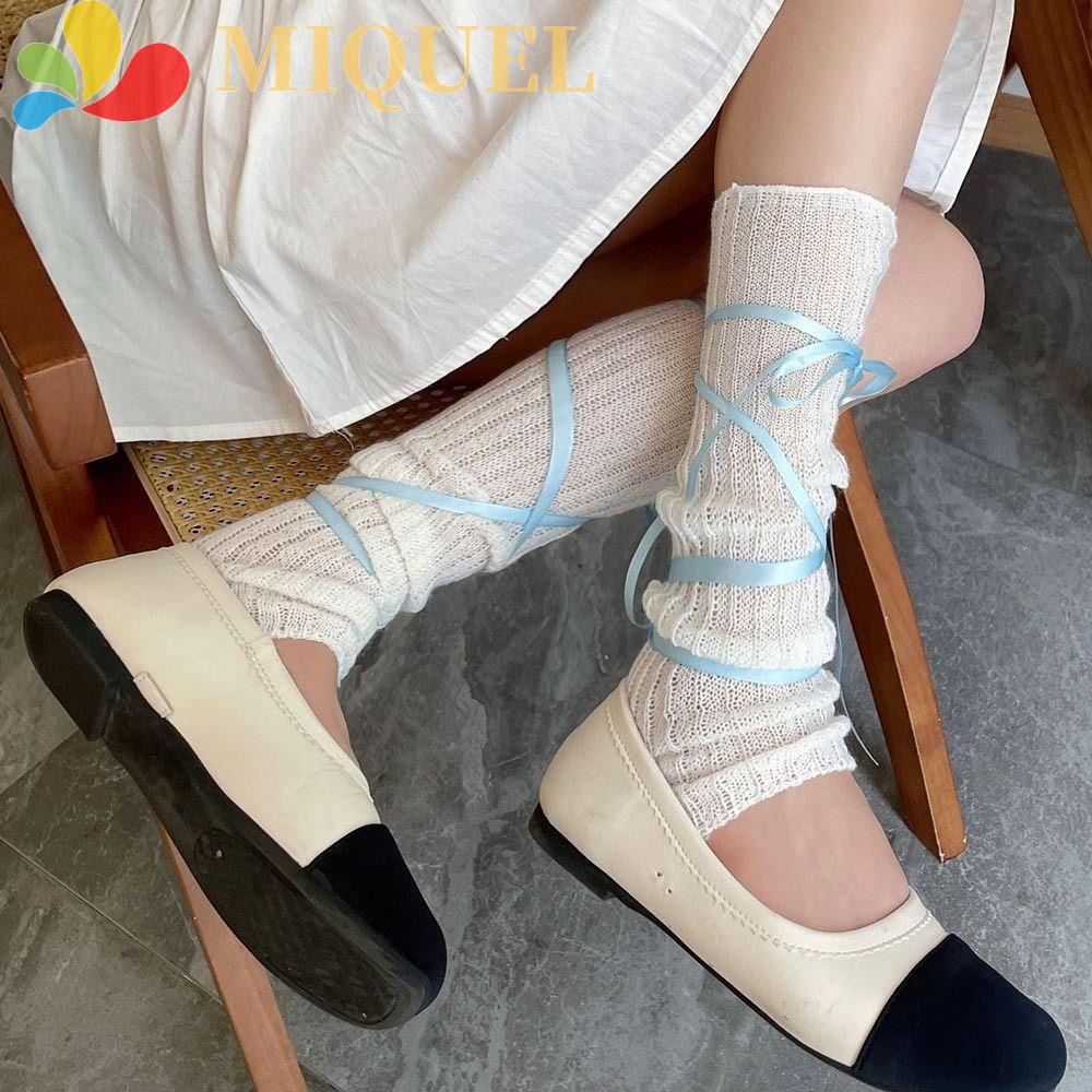 Vớ Giữ Ấm Chân Bằng Cotton Họa Tiết Ruy Băng Dễ Thương Cho Bé Gái