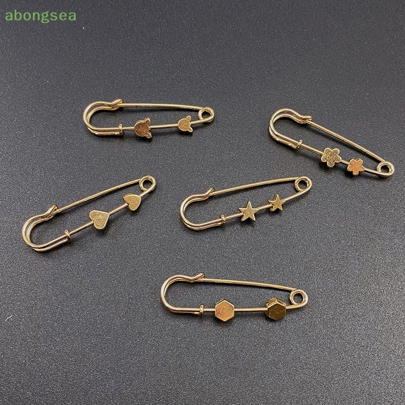 Trâm Cài Áo Hình Lục Giác / Ngôi Sao / Gấu Màu Vàng Bằng Hợp Kim Cố Định Chống Ánh Sáng Phong Cách Vintage Bongsea