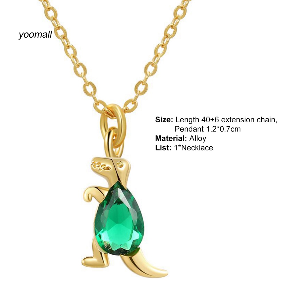 Yo / Vòng cổ Mặt Hình Khủng Long Đính Đá Zircon Mạ Điện Lâu Trôi Mặc Hàng Ngày