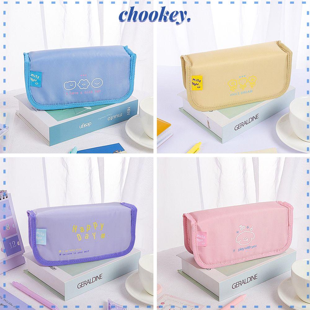 CHOOKEY Túi Đựng Bút Bằng Vải Canvas Dễ Thương Sức Chứa Lớn