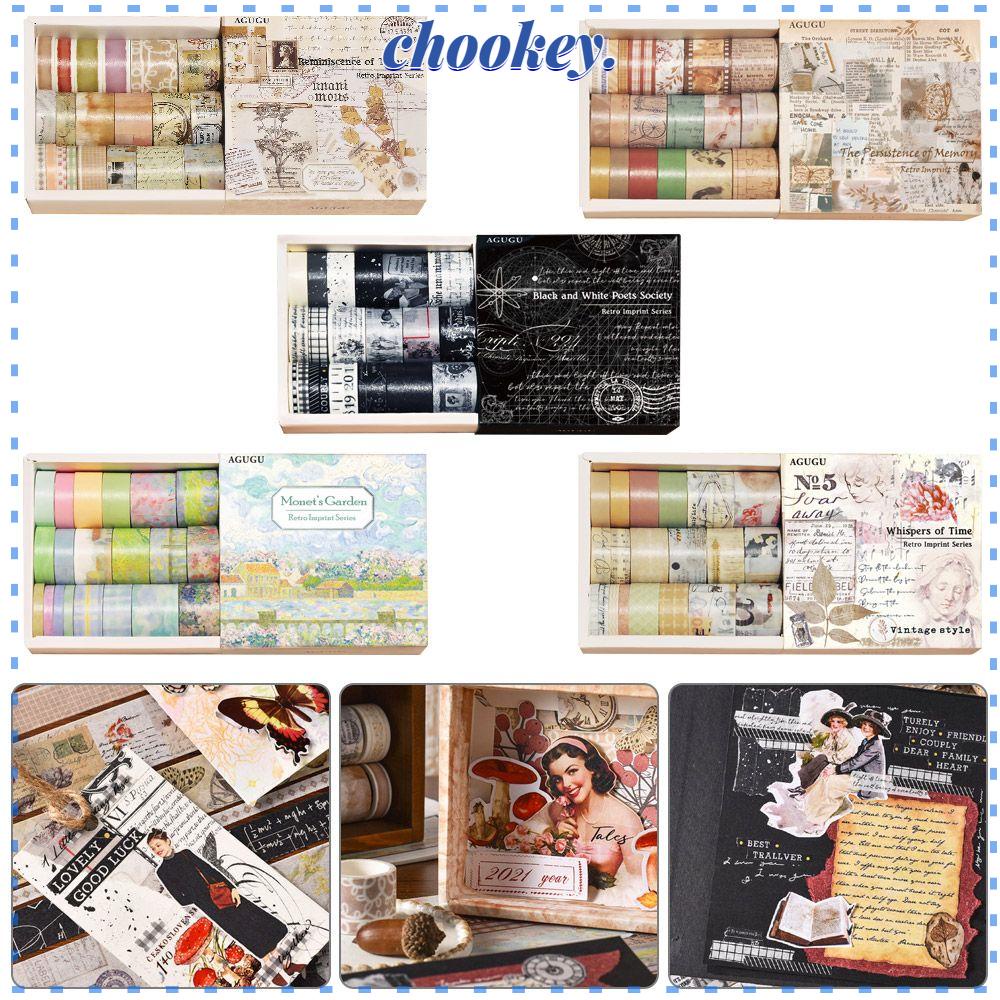 CHOOKEY Set 20 Cuộn Băng Dính Washi In Họa Tiết Xinh Xắn Dùng Trang Trí Sổ Tay DIY