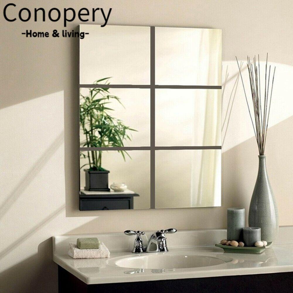 CONOPERY Bộ 1 / 9 / 16 Miếng Dán Tường Tráng Gương Bằng Acrylic Tự Dính Trang Trí Nhà Cửa