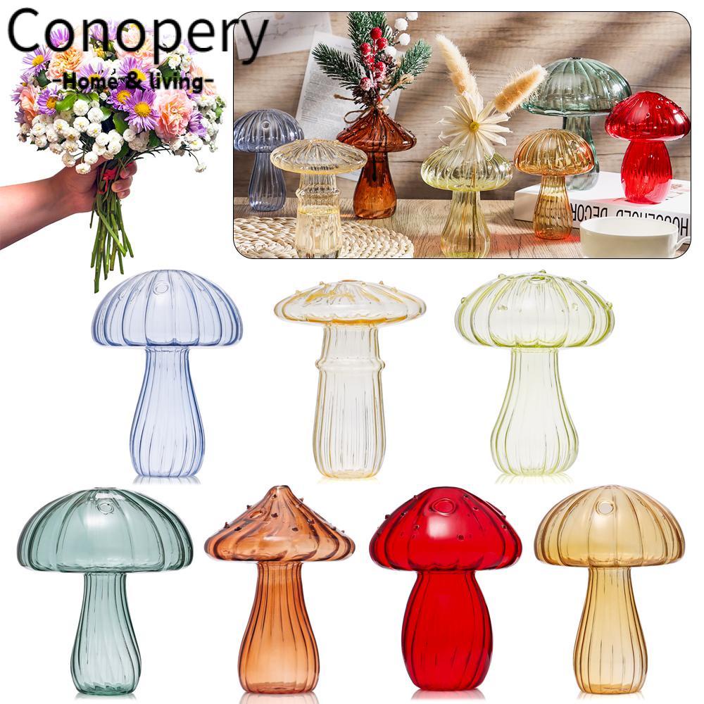 CONOPERY Bình Hoa Thủy Tinh Trong Suốt Hình Cây Nấm Xinh Xắn