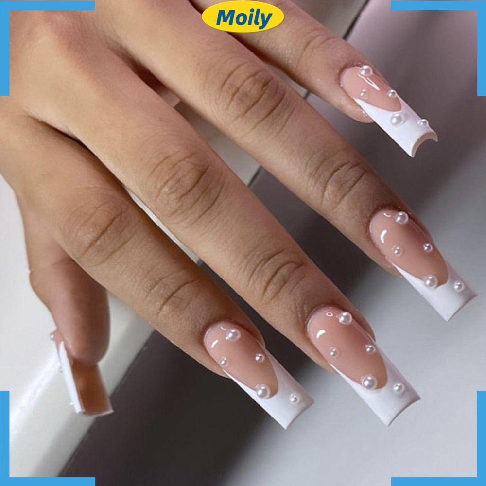 Bộ 24 Móng Tay Giả Có Thể Tháo Rời DIY Khung Ảnh Pháp Giả Trang Trí Nội Thất