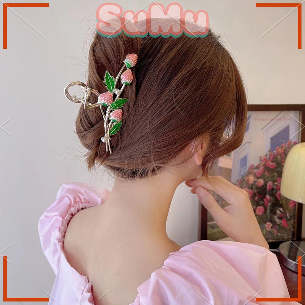 Kẹp Tóc Càng Cua Họa Tiết Dâu Tây Thời Trang Cho Nữ